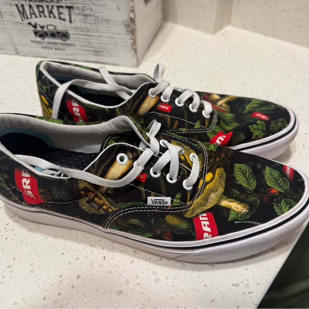 🌿 Men’s Vans x Supreme Mushroom Jungle Print Sneakers – ComfyCush – Size 11